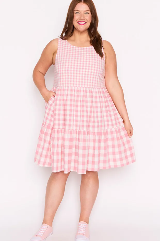 Lorraine Designs Fit & Flare Dresses | Knee Length Dresses*Joey Pink Gingham Dress