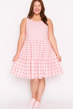 Lorraine Designs Fit & Flare Dresses | Knee Length Dresses*Joey Pink Gingham Dress