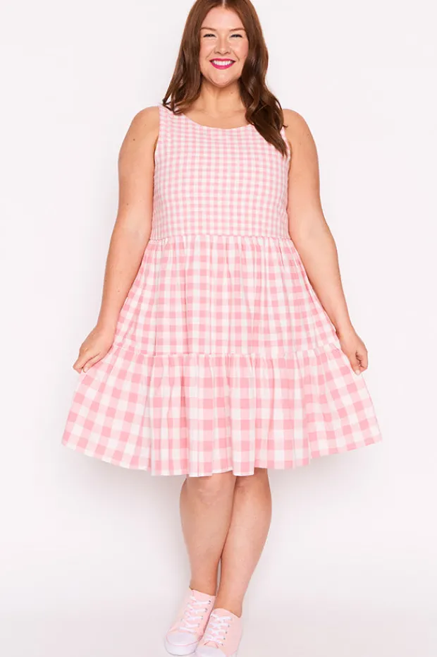 Lorraine Designs Fit & Flare Dresses | Knee Length Dresses*Joey Pink Gingham Dress