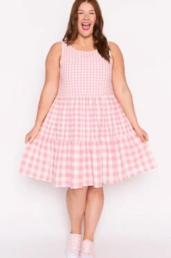 Lorraine Designs Fit & Flare Dresses | Knee Length Dresses*Joey Pink Gingham Dress
