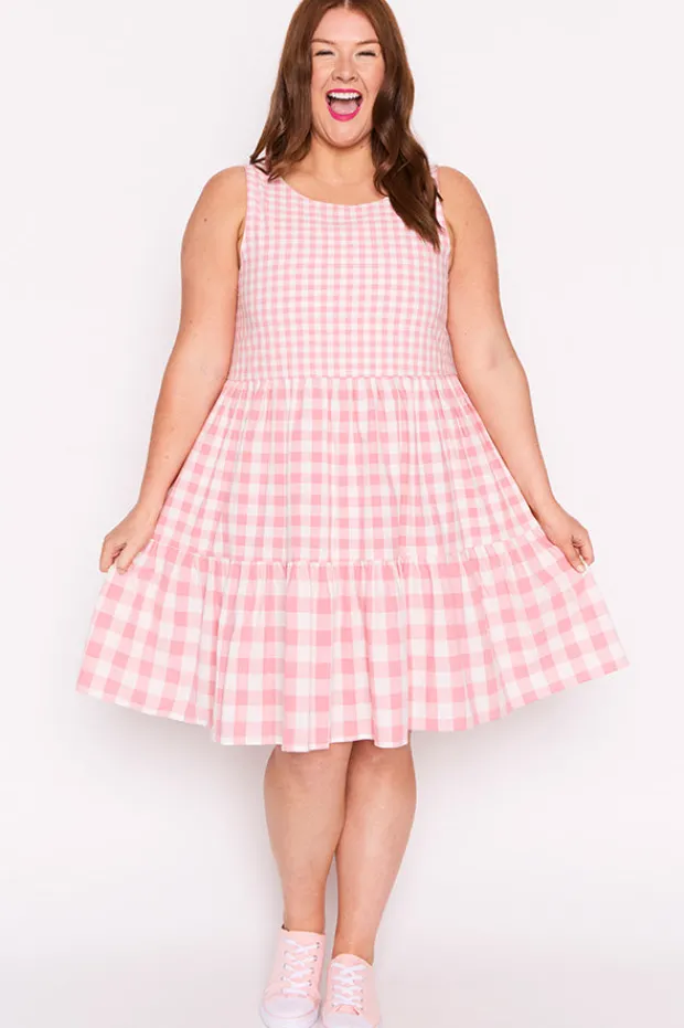 Lorraine Designs Fit & Flare Dresses | Knee Length Dresses*Joey Pink Gingham Dress