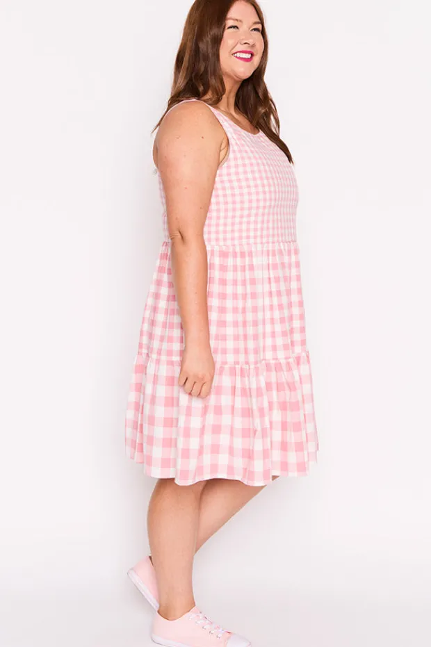 Lorraine Designs Fit & Flare Dresses | Knee Length Dresses*Joey Pink Gingham Dress