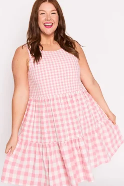 Lorraine Designs Fit & Flare Dresses | Knee Length Dresses*Joey Pink Gingham Dress