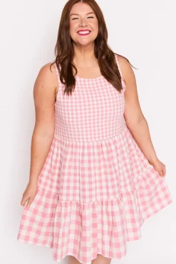 Lorraine Designs Fit & Flare Dresses | Knee Length Dresses*Joey Pink Gingham Dress