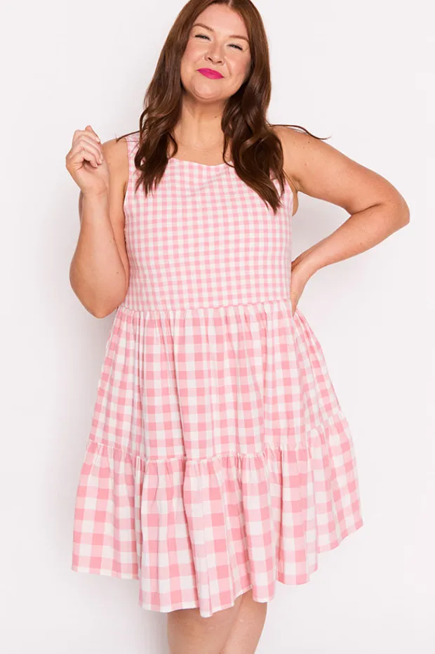Lorraine Designs Fit & Flare Dresses | Knee Length Dresses*Joey Pink Gingham Dress