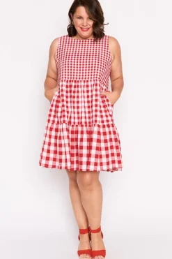 Lorraine Designs Fit & Flare Dresses | Knee Length Dresses*Joey Red Gingham Dress