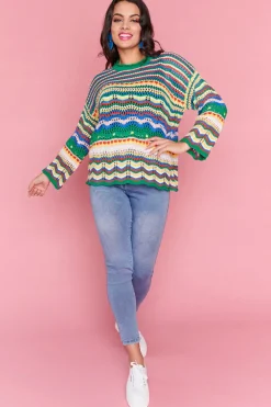 Label of Love Knits & Cardigans*Jordon Green Stripe Jumper