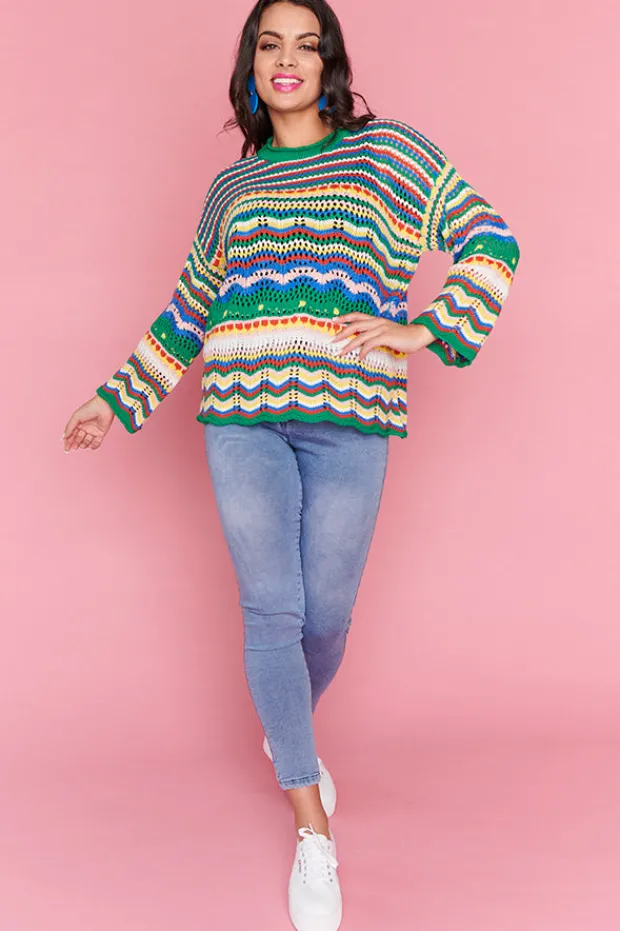 Label of Love Knits & Cardigans*Jordon Green Stripe Jumper