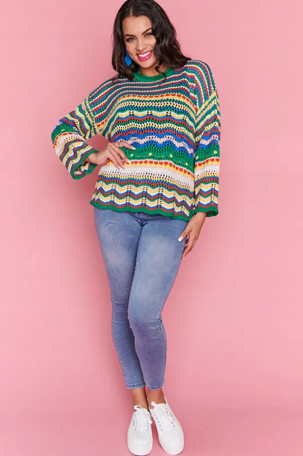 Label of Love Knits & Cardigans*Jordon Green Stripe Jumper
