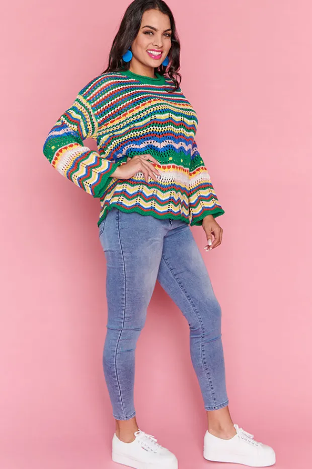 Label of Love Knits & Cardigans*Jordon Green Stripe Jumper