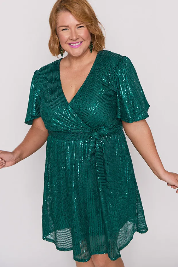 Lorraine Sequin Dresses | Fit & Flare Dresses*Juliette Emerald Sequins Party Dress