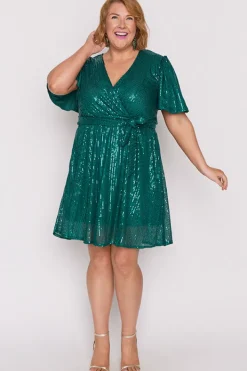 Lorraine Sequin Dresses | Fit & Flare Dresses*Juliette Emerald Sequins Party Dress