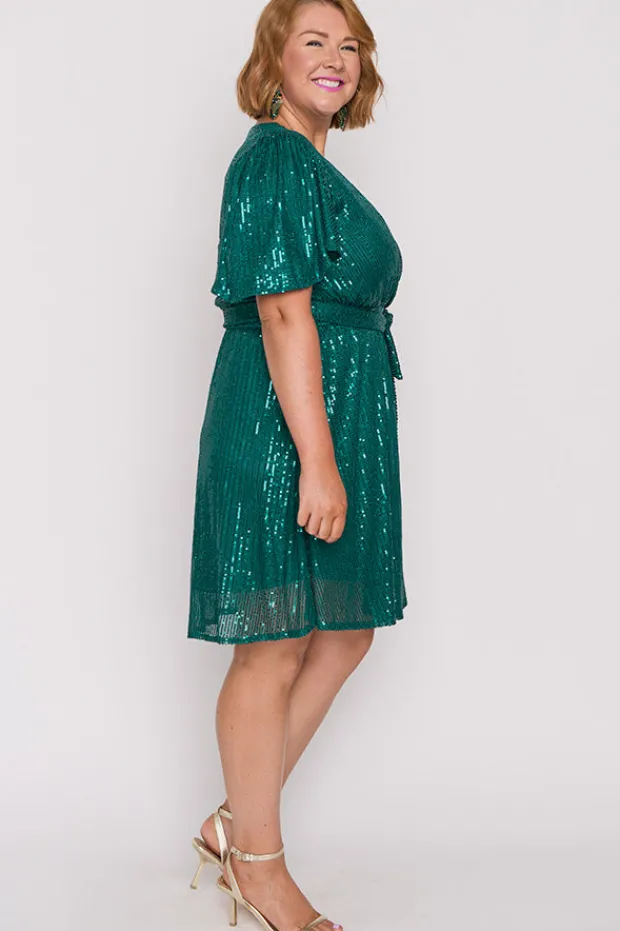 Lorraine Sequin Dresses | Fit & Flare Dresses*Juliette Emerald Sequins Party Dress