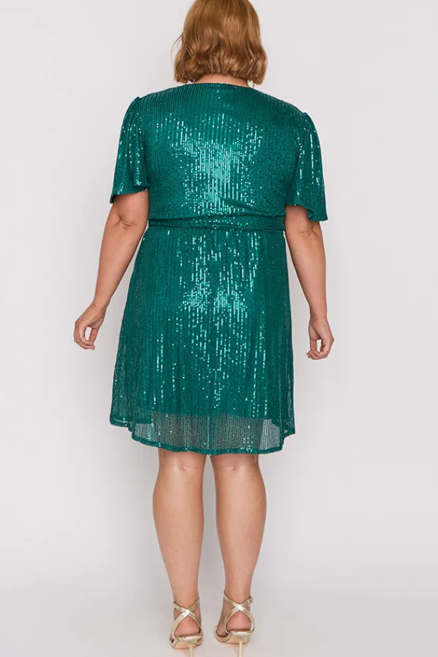 Lorraine Sequin Dresses | Fit & Flare Dresses*Juliette Emerald Sequins Party Dress