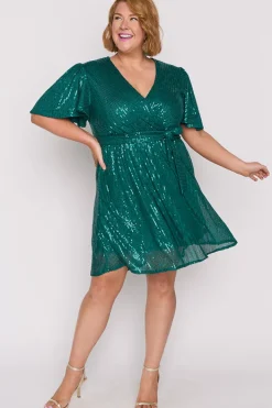 Lorraine Sequin Dresses | Fit & Flare Dresses*Juliette Emerald Sequins Party Dress