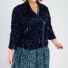 Lorraine Designs Jackets & Coats | Sequin Dresses*Kaitlin Navy Sequins Biker Jacket