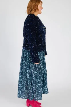 Lorraine Designs Jackets & Coats | Sequin Dresses*Kaitlin Navy Sequins Biker Jacket