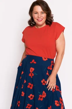 Lorraine Skirts*Katelyn Red Poppy Fields Skirt