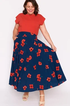 Lorraine Skirts*Katelyn Red Poppy Fields Skirt