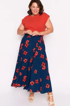 Lorraine Skirts*Katelyn Red Poppy Fields Skirt