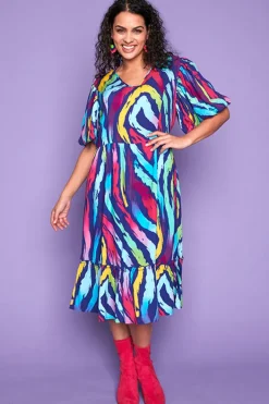 Lorraine Casual Dresses | Fit & Flare Dresses*Kyle Rainbow Zebra Dress