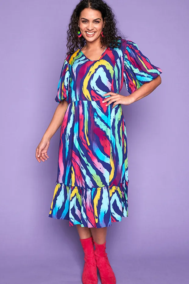 Lorraine Casual Dresses | Fit & Flare Dresses*Kyle Rainbow Zebra Dress