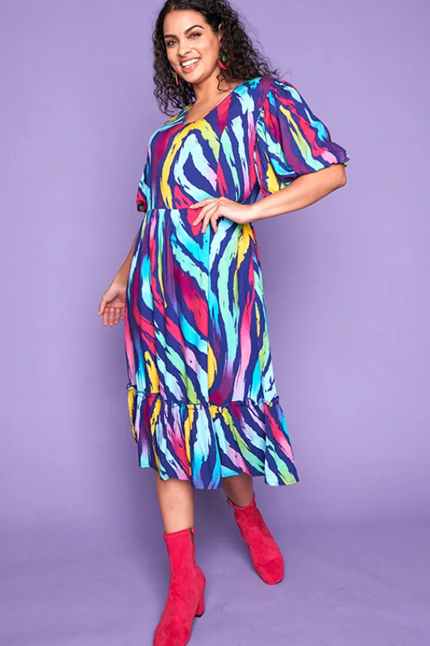 Lorraine Casual Dresses | Fit & Flare Dresses*Kyle Rainbow Zebra Dress