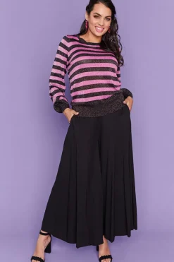 Label of Love Knits & Cardigans*Mackenzie Black Lurex Pink Stripe Jumper