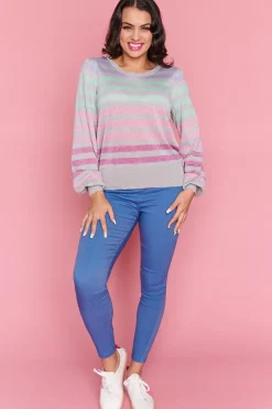Label of Love Knits & Cardigans*Mackenzie Silver Multi Stripe Jumper