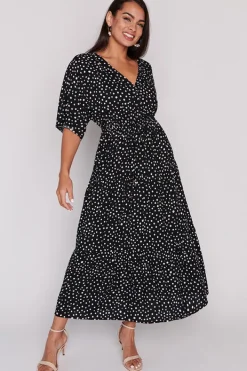 Lorraine Designs Casual Dresses | Fit & Flare Dresses*Maddie Black Irregular Spot Dress