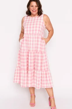 Lorraine Designs Fit & Flare Dresses | Midi Dresses*Maisy Pink Gingham Dress
