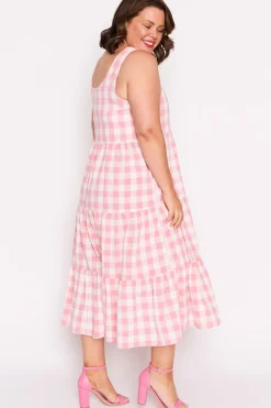 Lorraine Designs Fit & Flare Dresses | Midi Dresses*Maisy Pink Gingham Dress
