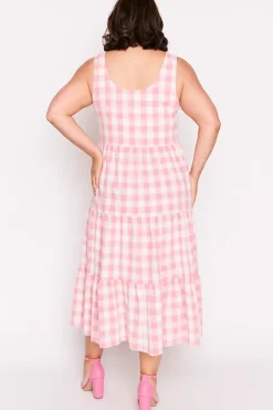 Lorraine Designs Fit & Flare Dresses | Midi Dresses*Maisy Pink Gingham Dress