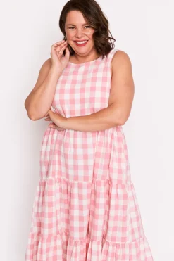 Lorraine Designs Fit & Flare Dresses | Midi Dresses*Maisy Pink Gingham Dress