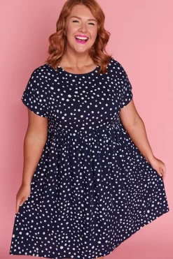 Lorraine Designs Casual Dresses | Loose Dresses*Malia Navy & White Flecks Dress