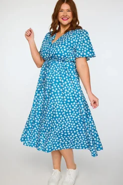 Lorraine Designs Fit & Flare Dresses | Midi Dresses*Marley Cotton Blue Sweet Daisy Dress