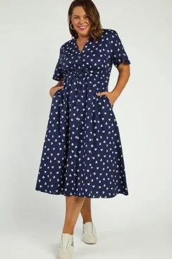 Lorraine Designs Casual Dresses | Fit & Flare Dresses*Marley Cotton Navy & White Hearts Dress