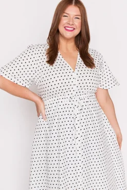 Lorraine Designs Casual Dresses | Fit & Flare Dresses*Marley Cotton White Spot Dress