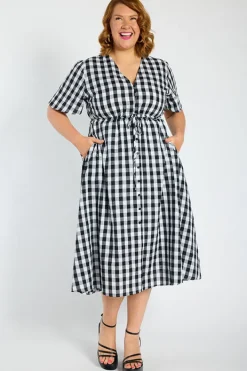 Lorraine Designs Casual Dresses | Fit & Flare Dresses*Marley Gingham Black Dress