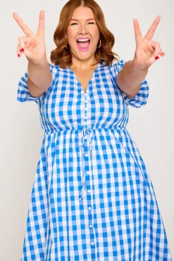 Lorraine Designs Casual Dresses | Fit & Flare Dresses*Marley Gingham Cobalt Dress