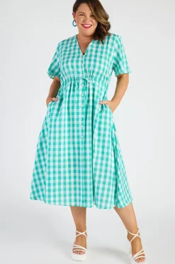 Lorraine Designs Casual Dresses | Fit & Flare Dresses*Marley Gingham Jade Dress