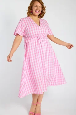 Lorraine Designs Casual Dresses | Fit & Flare Dresses*Marley Gingham Pink Dress