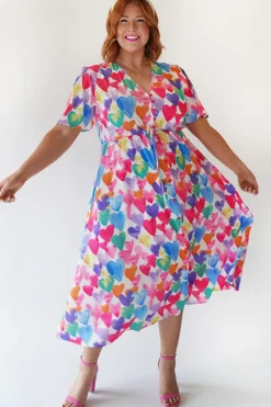 Lorraine Designs Casual Dresses | Fit & Flare Dresses*Marley Painterly Rainbow Hearts Dress