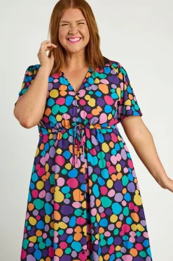 Lorraine Designs Casual Dresses | Fit & Flare Dresses*Marley Rainbow Pebble Spots Dress
