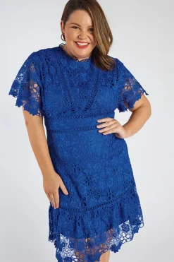 Lorraine Designs Bridesmaid Dresses | Knee Length Dresses*Melanie Cobalt Lace Dress