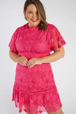Lorraine Designs Bridesmaid Dresses | Knee Length Dresses*Melanie Pink Lace Dress