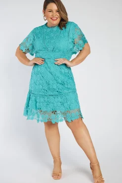 Lorraine Designs Bridesmaid Dresses | Knee Length Dresses*Melanie Sea Foam Lace Dress