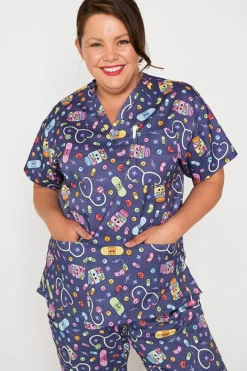 YD International Tops*Meredith Happy Health Scrub Top