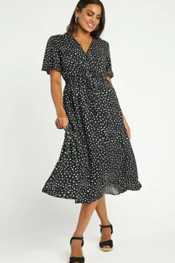Lorraine Designs Fit & Flare Dresses | Midi Dresses*Michelle Black Irregular Spot Dress