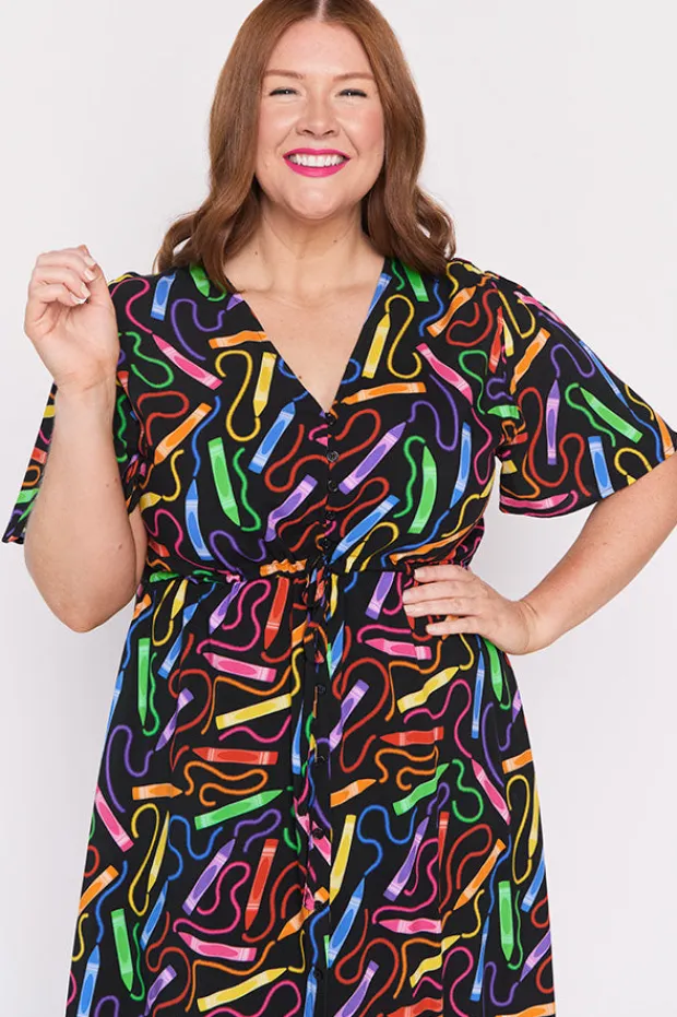 Lorraine Designs Fit & Flare Dresses | Midi Dresses*Michelle Crazy Crayons Dress